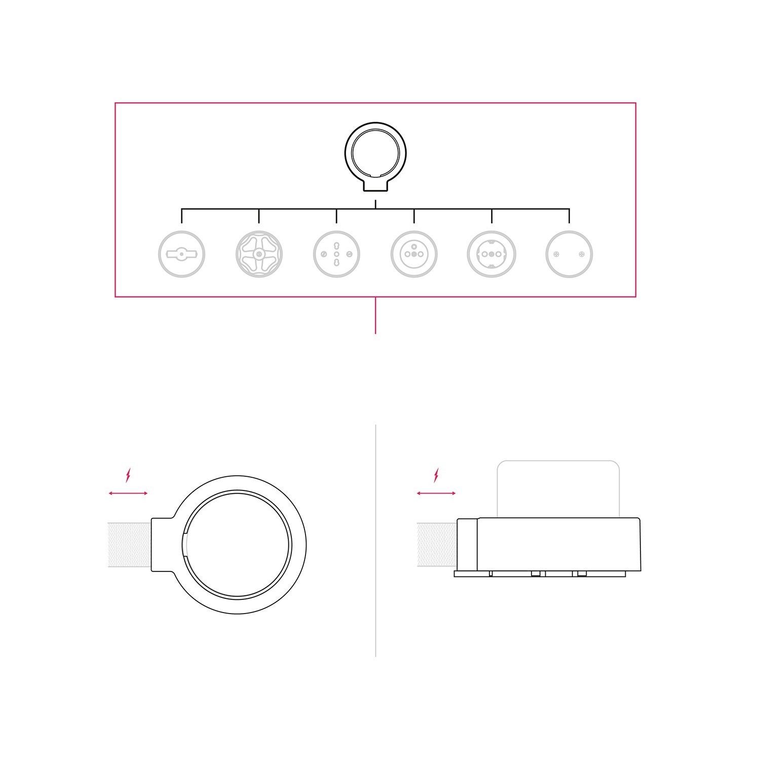 Base en porcelaine pour prise électrique et interrupteur/déviateur compatible avec Creative-Tubes - de 1 à 4 sorties