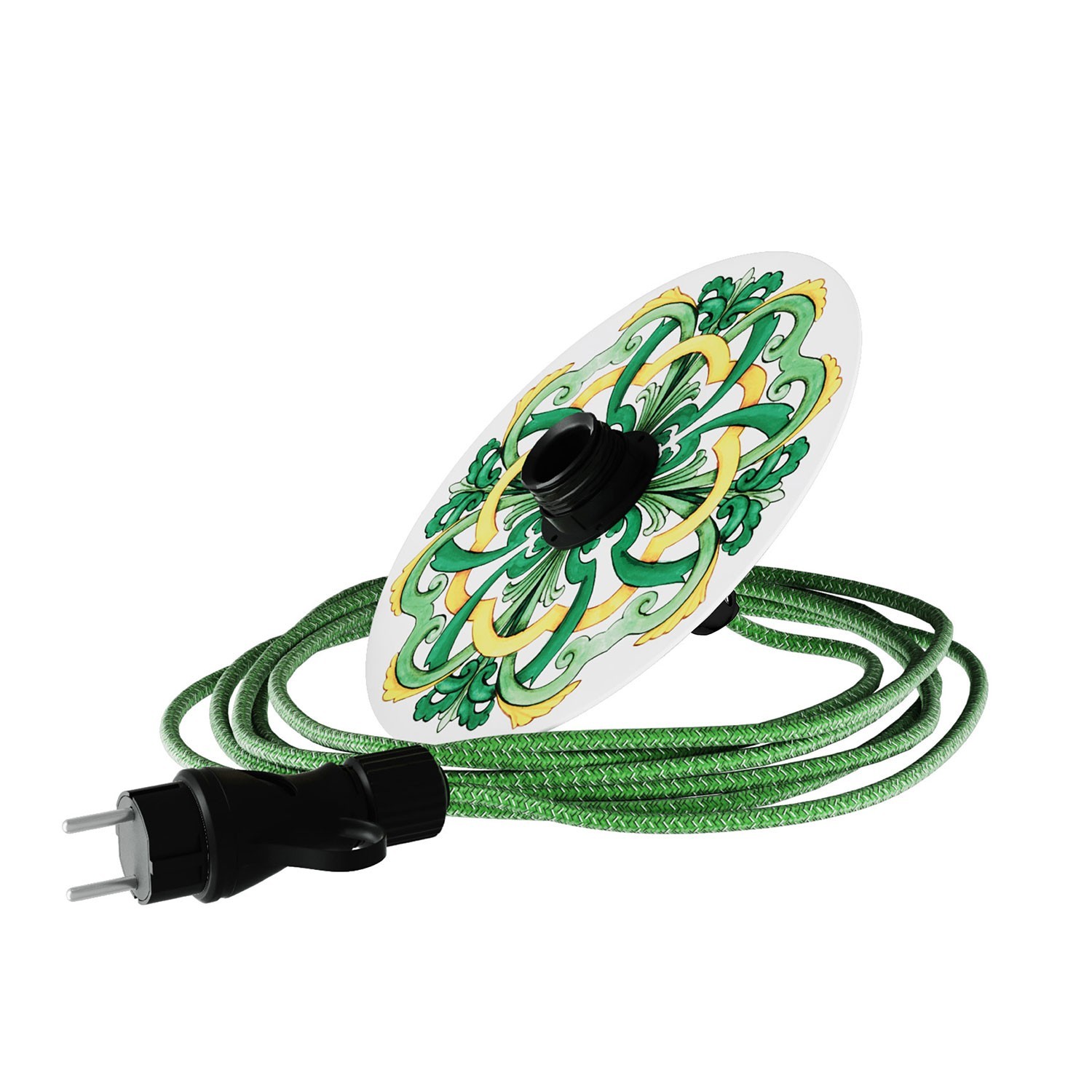 Snake Eiva avec abat-jour mini Plateau Ellepì 'Majoliques', lampe portative d'extérieur, avec douille IP65 étanche et fiche