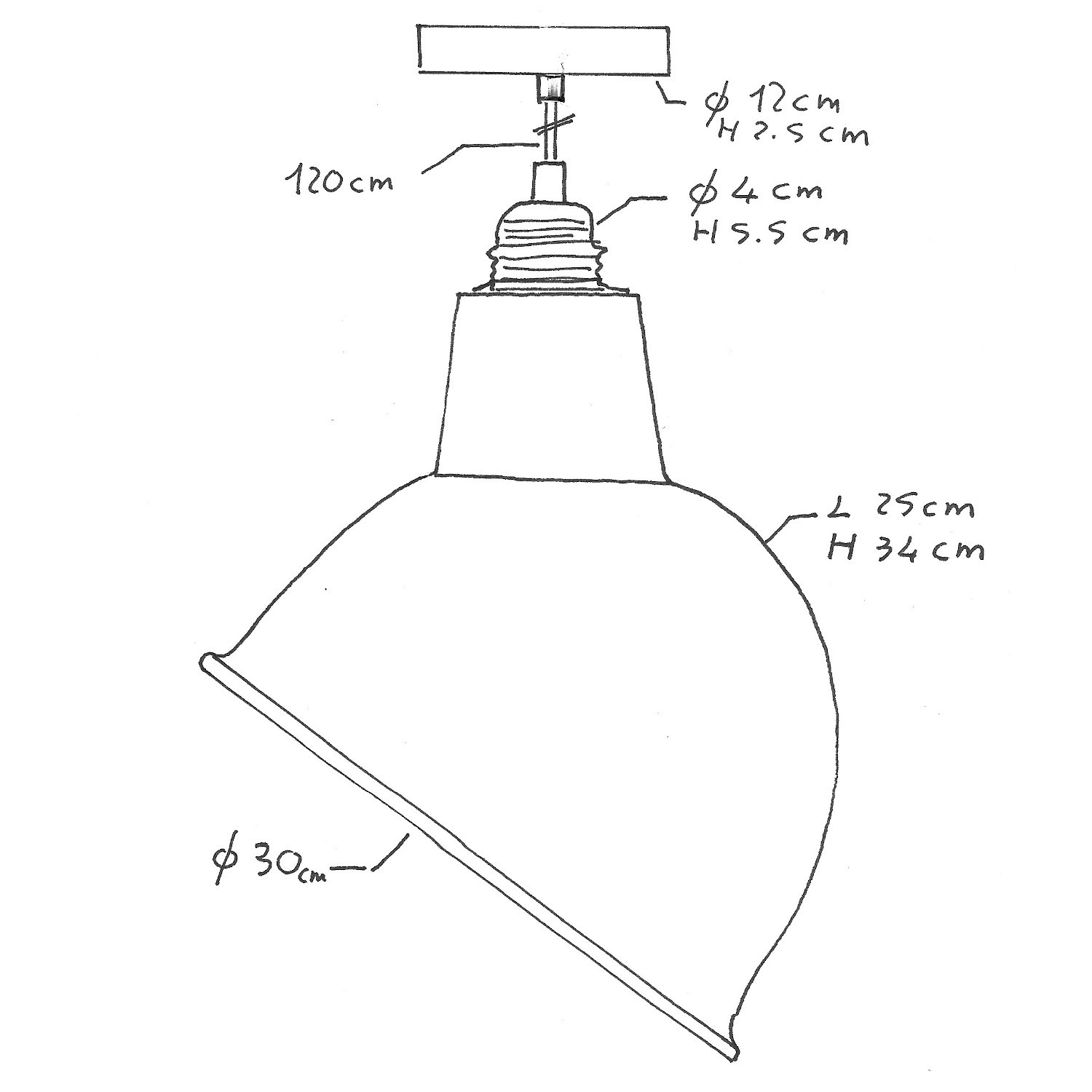 Suspension fabriquée en Italie avec câble textile, abat-jour Broadway et finition en métal - complète avec ampoule