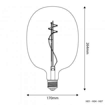 Ampoule Dorée LED Ellipse 170 8,8W 806Lm E27 2200K Dimmable - H04