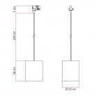 Suspension pour rail avec câble en textile et abat-jour Cilindro en raphia