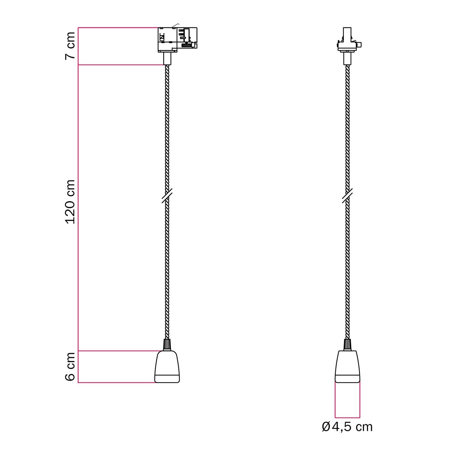 Suspension pour rail classique avec finition en porcelaine