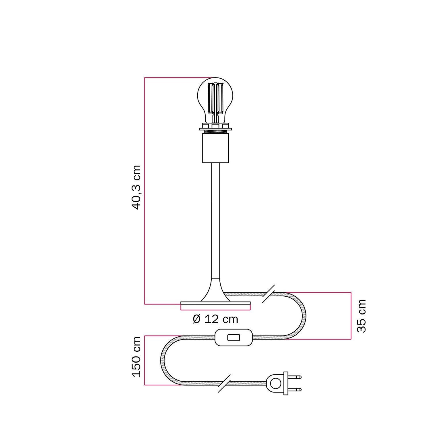 Lampe de table MAG-Y avec socle rond en métal et fixation pour abat-jour