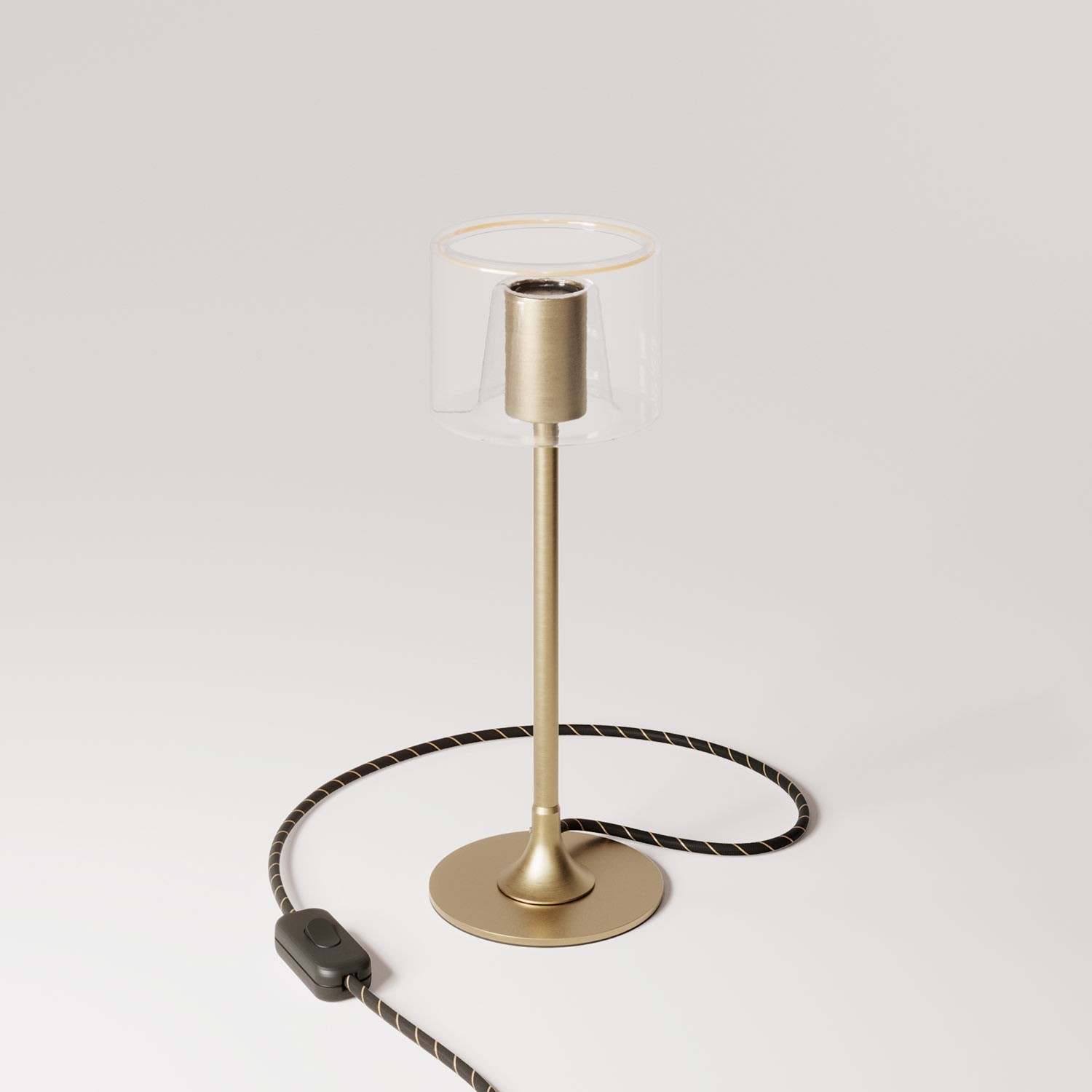 Lampe de table MAG-Y avec base ronde en métal et ampoule Ghost transparente