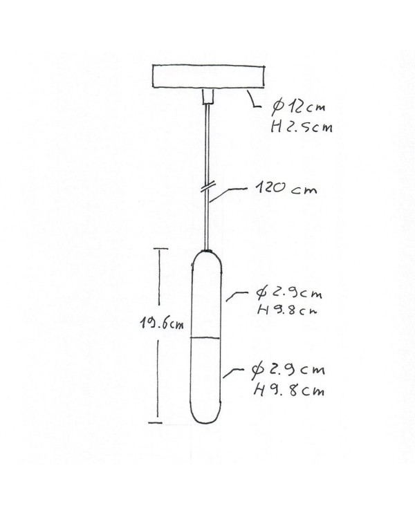 Suspension fabriquée en Italie avec câble textile et finition en métal avec douille E14 P-light